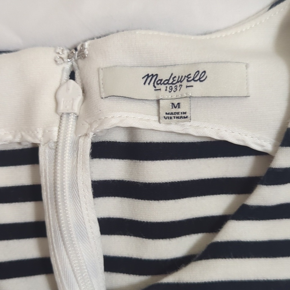 Madewell Striped Fit & Flare Verse Midi Dress, Color Black/White Size M - Picture 13 of 16